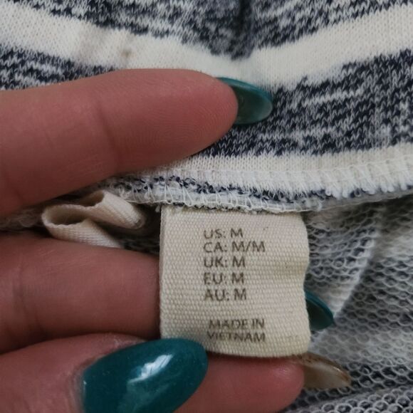 Kenji Drawstring Waist Sweatshirt Material Mini Skirt Blue Striped Size Medium - Picture 6 of 9